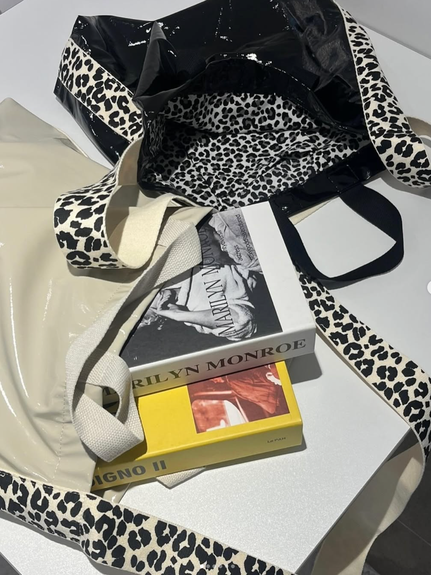Leopard Enamel Bag - Black