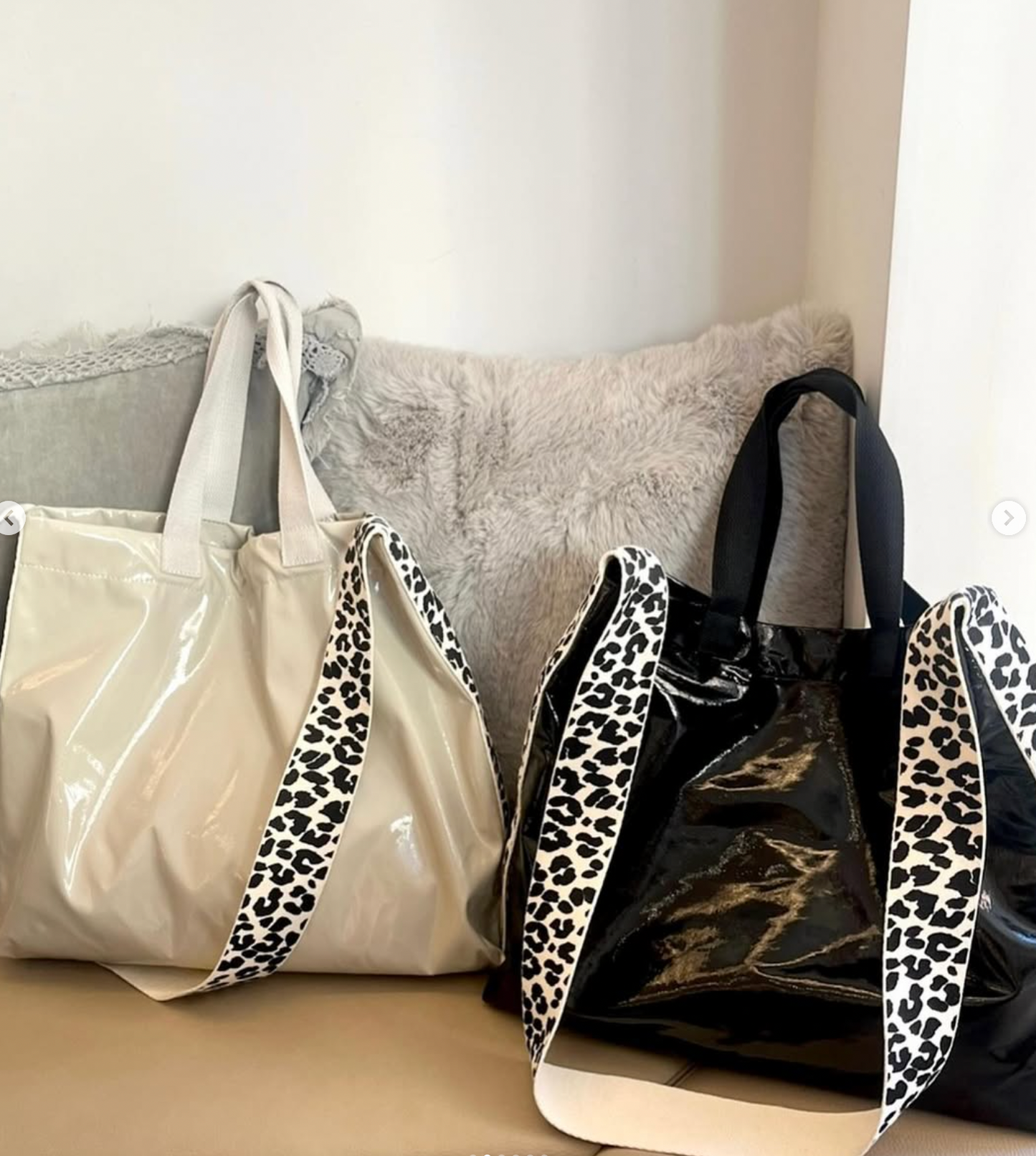 Leopard Enamel Bag- Ivory