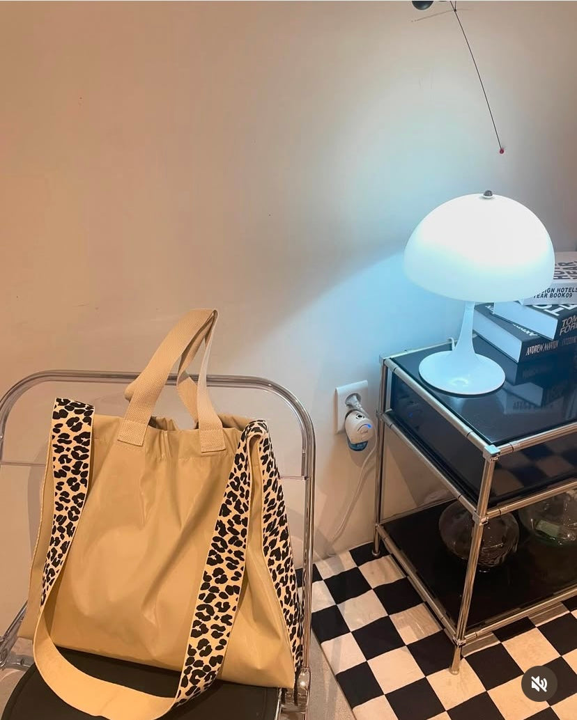 Leopard Enamel Bag- Ivory